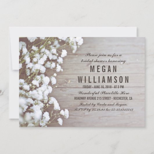 ベビーズブレス素朴ブライダルシャワー 招待状 (正面)