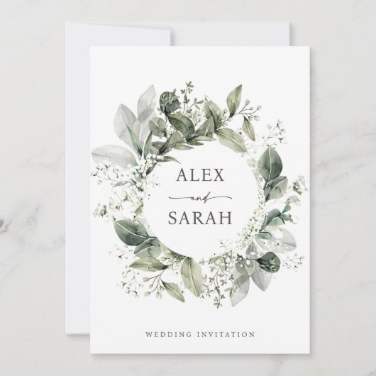 ベビーズブレス結婚式招待状ジプソフィラセージ 招待状 (正面)