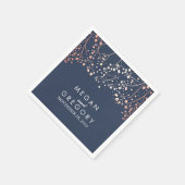 ベビーズブレス赤面とネイビーフローラ結婚ズ スタンダードカクテルナプキン (角)