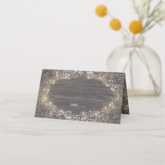 ベビーズブレス金ゴールド花素朴リース結婚ズ プレイスカード (正面)