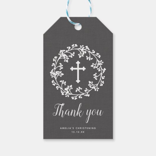 ベビーズブレス《キリスト教》洗礼式や命名式サンキューラベル ギフトタグ (正面)