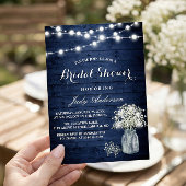 ベビーズブレス ラスティック ネイビーブルー ライト ブライダルシャワー 招待状