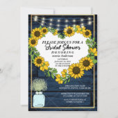 ベビーズブレス ルスティック ネイビーブルー ライト ブライダルシャワー 招待状 (正面)