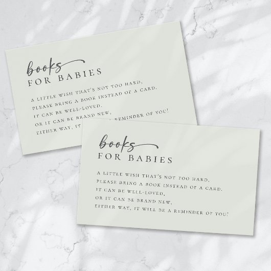 ベビーセージ緑ミニマリスト赤ちゃんシャワー用の本 エンクロージャーカード