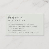 ベビーセージ緑ミニマリスト赤ちゃんシャワー用の本 エンクロージャーカード (正面)