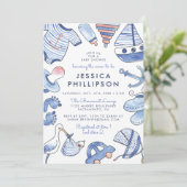 ベビーセーラー|青い水航海の彩のベビーシャワー 招待状 (スタンド正面)