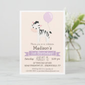 ベビーゼブラガールの誕生日パーティーへの招待 招待状 (スタンド正面)