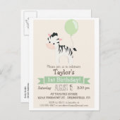 ベビーゼブラキッドの誕生日パーティーの招待状 インビテーションポストカード (正面/裏面)