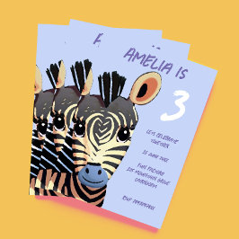 ベビーゼブラゼブラ誕生日パーティー 招待状