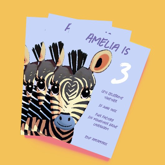 ベビーゼブラゼブラ誕生日パーティー 招待状
