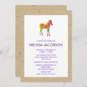 ベビーゼブラネオンカラーズベビーシャワー招待状 招待状 (正面/裏面)