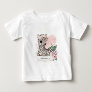 *～*ベビーゼブラネーム子供部屋ジャングルスイートガール  ベビーTシャツ