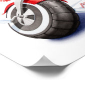 ベビーゼブラライディングレッド三輪車子供部屋プリント ポスター (角)