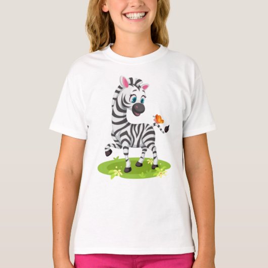 ベビーゼブラ遊スケッチとButterfly-23960 Tシャツ (正面)