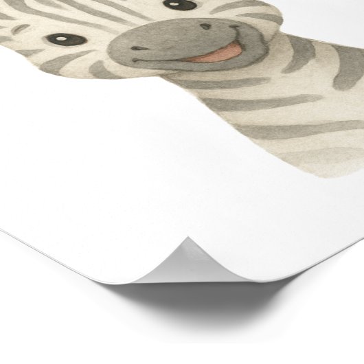 ベビーゼブラ ジェンダーニュートラル サファリ ネームプレート ポスター (角)