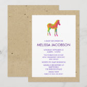 ベビーゼブラ ネオンカラー ベビーシャワー招待状 招待状 (正面/裏面)