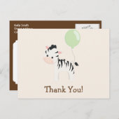 ベビーゼブラ,緑,ジャングル動物ありがとう ポストカード (正面/裏面)