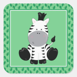 ベビーゼブラ | Safari動物のパーティー スクエアシール