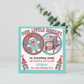 ベビーソックサルバースデーパーティ招待状 招待状 (スタンド正面)