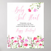 ベビーソックス狩りピンク野草赤ちゃんシャワーゲーム ポスター (正面)