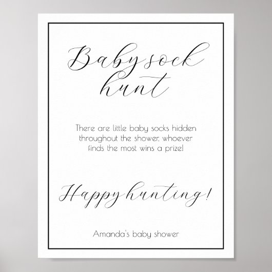 ベビーソックス狩りミニマリスト赤ちゃんシャワーゲーム ポスター (正面)