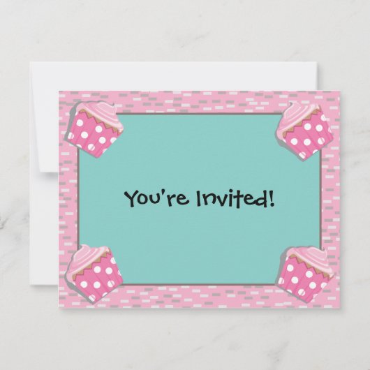 ベビーソックモンキーカップケーキ誕生日パーティーの招待 招待状 (裏面)