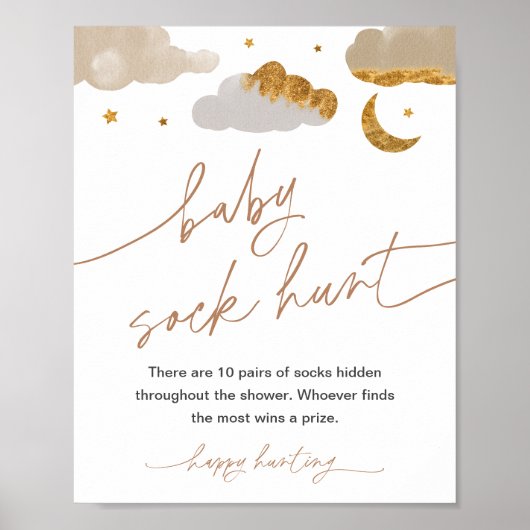ベビーソック狩りゲームトゥインクルスターベビーシャワーサイン ポスター (正面)