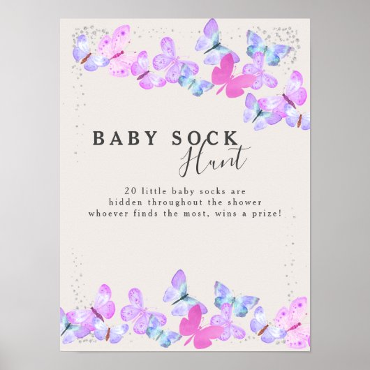 ベビーソック狩りバタフライスカイベビーシャワーゲーム ポスター (正面)