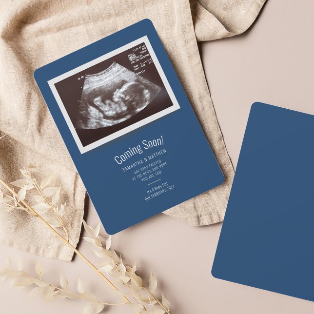 ベビーソノグ来ラムの妊娠に関する発表 (Coming Soon Pregnancy Announcement Sonogram Photo Card)