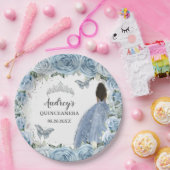 ベビーソフトブルーフローラ蝶ブラウンプリンセス ペーパープレート (パーティー)