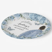 ベビーソフトブルーフローラ蝶ブラウンプリンセス ペーパープレート (アングル)