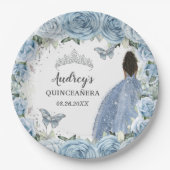 ベビーソフトブルーフローラ蝶ブラウンプリンセス ペーパープレート (正面)