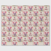 ベビーゾウああ赤ちゃん女の子の赤ちゃんシャワー ラッピングペーパー (フラット)