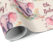 ベビーゾウああ赤ちゃん女の子の赤ちゃんシャワー ラッピングペーパー (ロールコーナー)