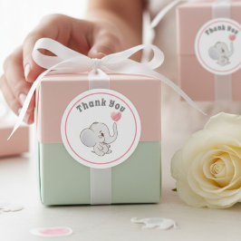 ベビーゾウありがとうステッカー ラウンドシール