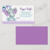 ベビーゾウおむつラッフルチケットジェンダーリビール エンクロージャーカード (正面/裏面)