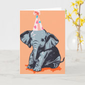 ベビーゾウお祝いグリーティングカード カード (黄色い花)