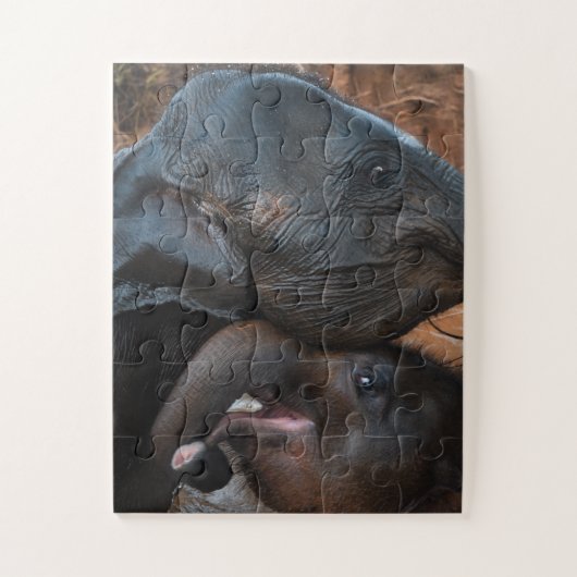 ベビーゾウが微笑む ジグソーパズル (縦)