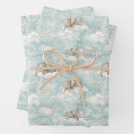 ベビーゾウが雲の上で眠る ラッピングペーパーシート