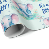ベビーゾウその男の子のシャワー ラッピングペーパー (ロールコーナー)