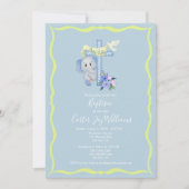 ベビーゾウとハトのバプテスマのカード 招待状 (正面)