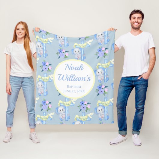 ベビーゾウとハトの人の洗礼 フリースブランケット (インサイチュ)