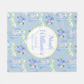 ベビーゾウとハトの人の洗礼 フリースブランケット (正面(横))