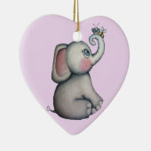 ベビーゾウとビーオーナメントピンク背景 セラミックオーナメント (右)