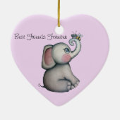 ベビーゾウとビーオーナメントピンク背景 セラミックオーナメント (裏面)
