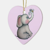 ベビーゾウとビーオーナメントピンク背景 セラミックオーナメント (左)