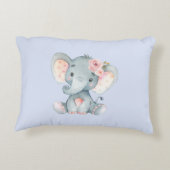 ベビーゾウとピンクのバラ アクセントクッション (裏面)