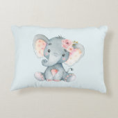 ベビーゾウとピンクのバラ アクセントクッション (裏面)