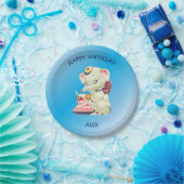 ベビーゾウとピンクボウ ペーパープレート (パーティー)