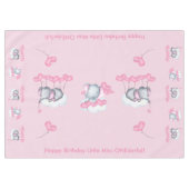 ベビーゾウとピンクラブハートバルーンカスタム テーブルクロス (正面(横))